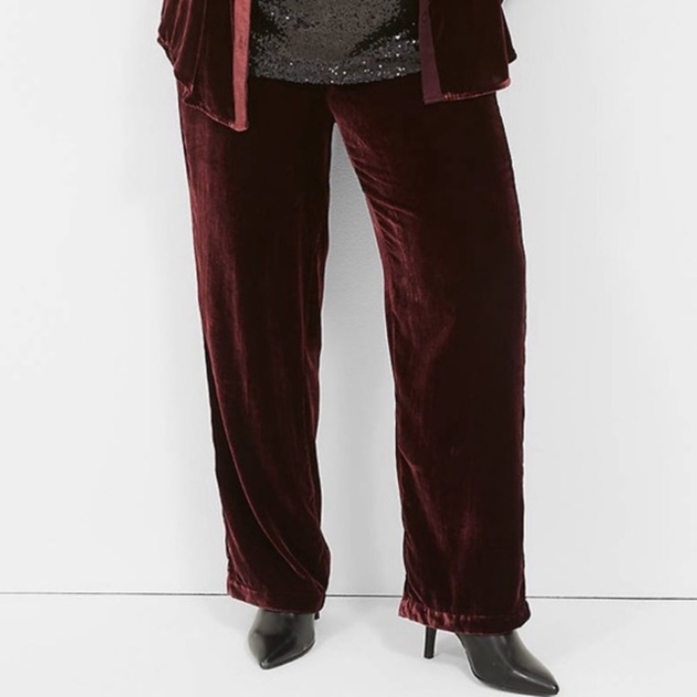 Cacique Velour Straight Leg Pull-On Pants in Wine, Elastic Waist, Women’s 18/20 - Picture 7 of 7